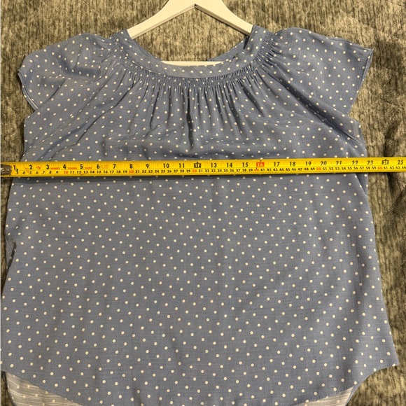 LC Lauren Conrad Blue and White Polka Dot Blouse - Picture 3 of 6